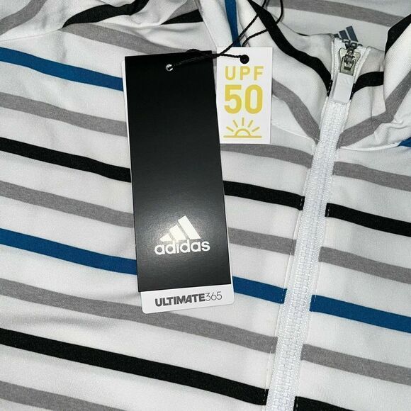 Adidas DZ6380 Womens Sz Small Ultimate Stripe Short Sleeve Golf Polo White Teal - Picture 4 of 6